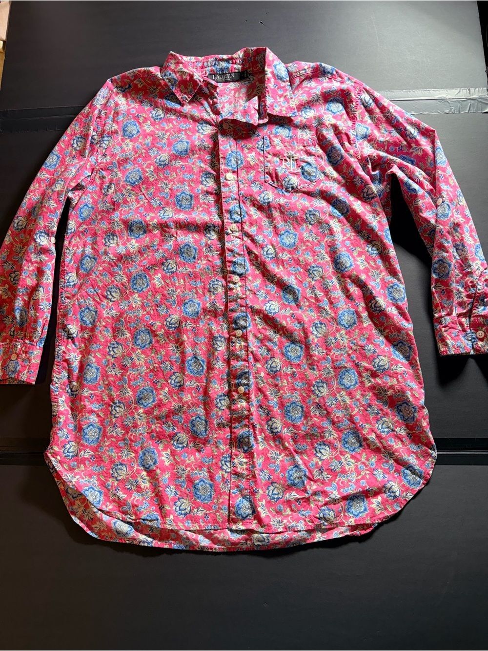 Lauren Ralph Lauren Women's Woven "His Shirt" Sleepshirt L